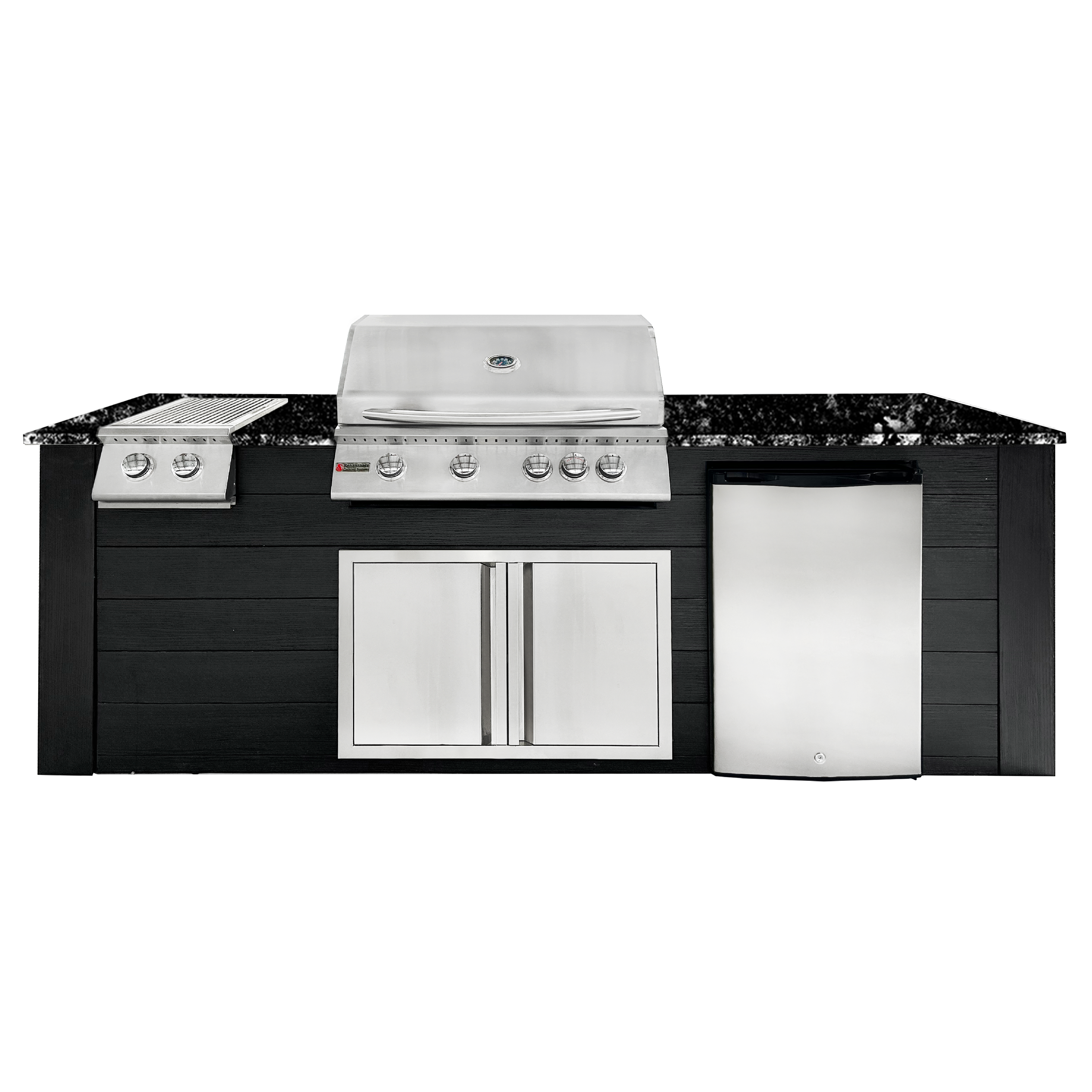 Image of 8ft Outdoor Kitchen - Black Cabinet w/ Black Granite Countertop